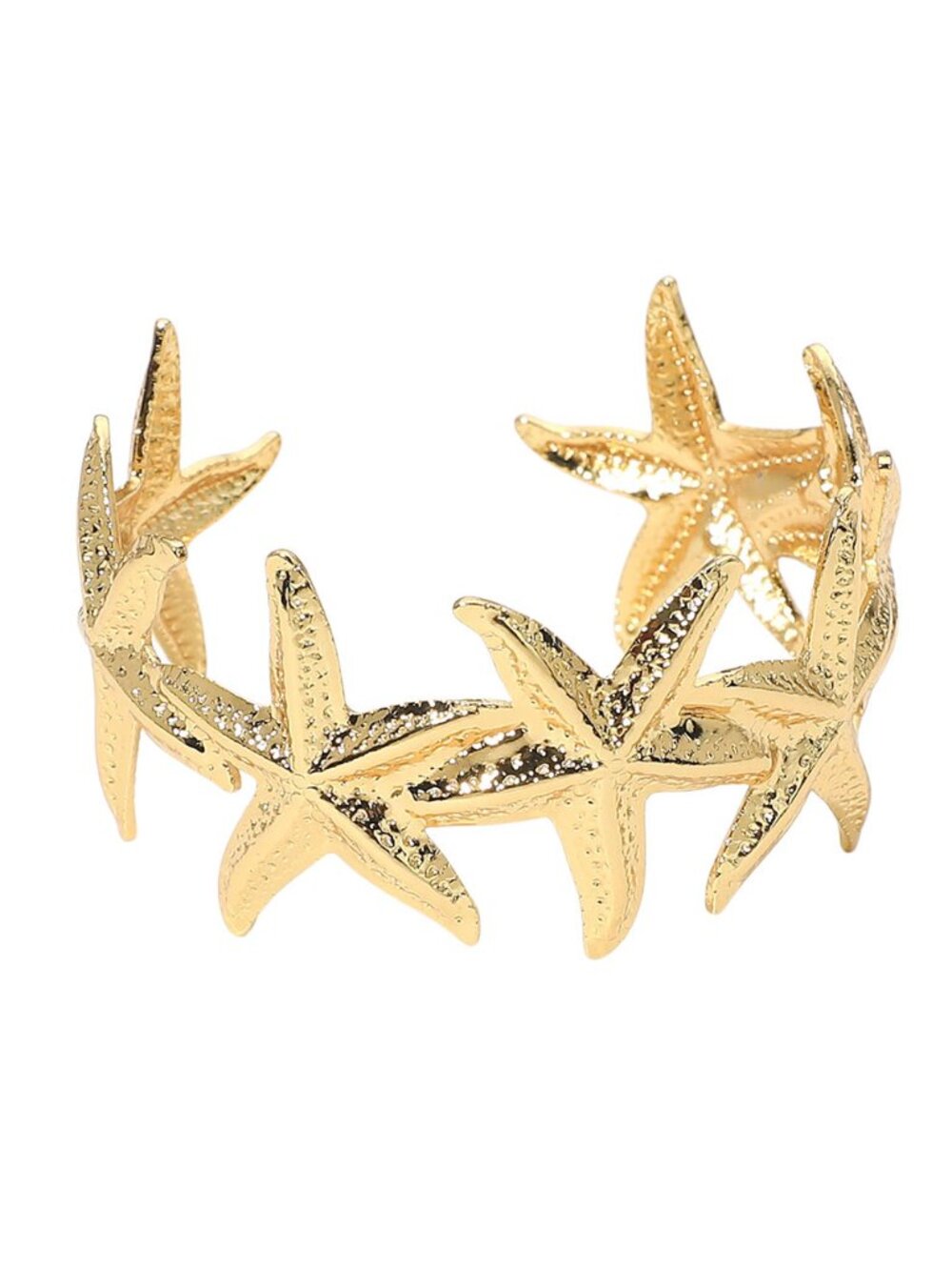 Tigerstars Gold Textured Starfish Link Cuff Bracelet